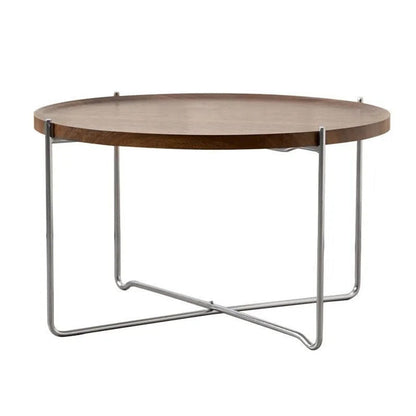 Modern Minimalist Round Border Design MDF Iron Coffee Table 1-Tier For Living Room