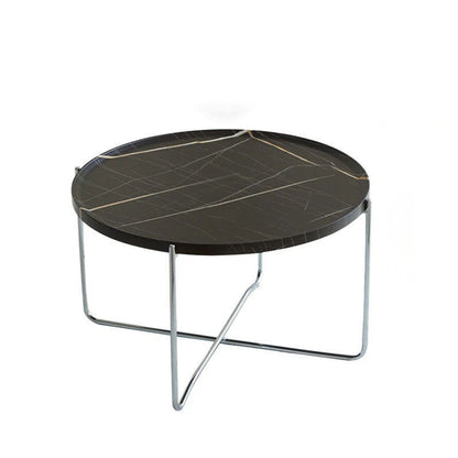 Modern Minimalist Round Border Design MDF Iron Coffee Table 1-Tier For Living Room