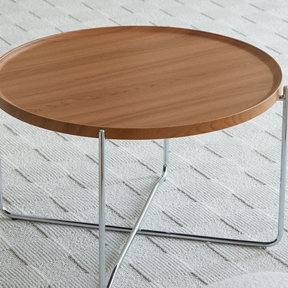 Modern Minimalist Round Border Design MDF Iron Coffee Table 1-Tier For Living Room