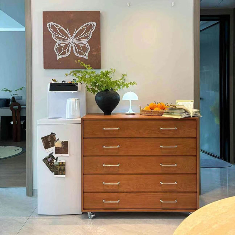 Traditional Vintage Multi-Layer Large Capacity Rectangular Eco-Friendly Engineered Wood Metal Storage Cabinet 5-Drawer For Living Room & Bedroom