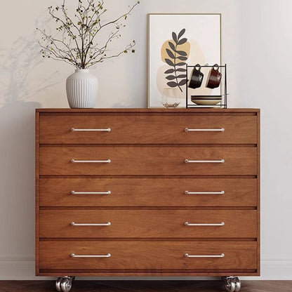 Traditional Vintage Multi-Layer Large Capacity Rectangular Eco-Friendly Engineered Wood Metal Storage Cabinet 5-Drawer For Living Room & Bedroom