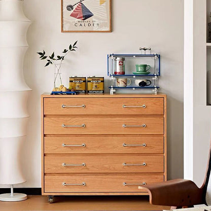 Traditional Vintage Multi-Layer Large Capacity Rectangular Eco-Friendly Engineered Wood Metal Storage Cabinet 5-Drawer For Living Room & Bedroom