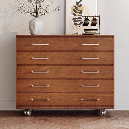 Traditional Vintage Multi-Layer Large Capacity Rectangular Eco-Friendly Engineered Wood Metal Storage Cabinet 5-Drawer For Living Room & Bedroom