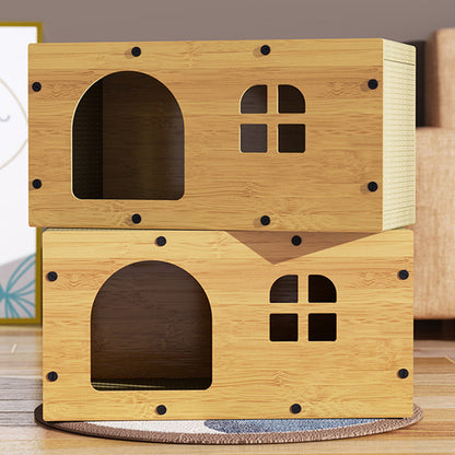Traditional Farmhouse Integrated Rectangular MDF Corrugated Paper Sturdy Cat Beds 1-Cabinet For Living Room