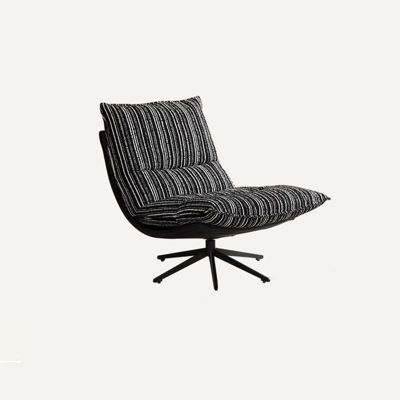 Contemporary Scandinavian Rotatable Arc-Shaped Chenille Faux Leather Carbon Steel Plush Cotton Sponge Lazy Detachable Accent Chair Backrest Armless For Living Room & Bedroom