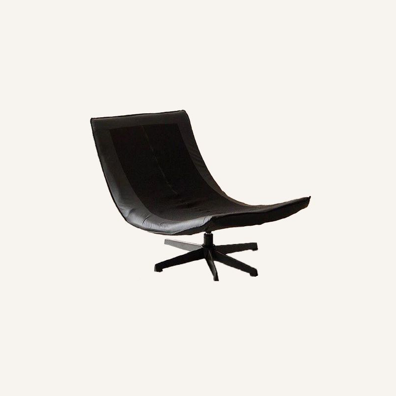 Contemporary Scandinavian Rotatable Arc-Shaped Chenille Faux Leather Carbon Steel Plush Cotton Sponge Lazy Detachable Accent Chair Backrest Armless For Living Room & Bedroom