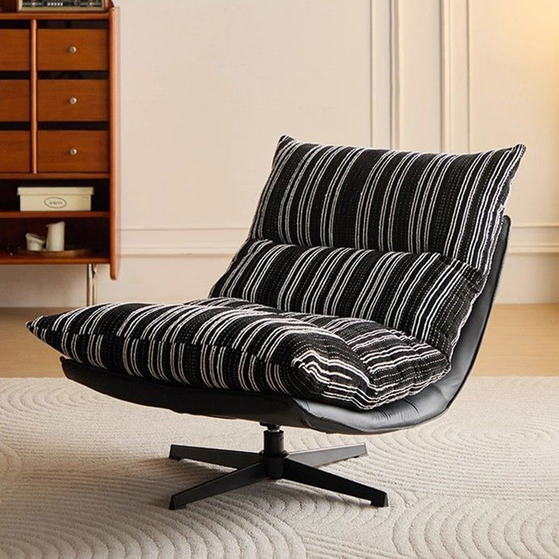 Contemporary Scandinavian Rotatable Arc-Shaped Chenille Faux Leather Carbon Steel Plush Cotton Sponge Lazy Detachable Accent Chair Backrest Armless For Living Room & Bedroom