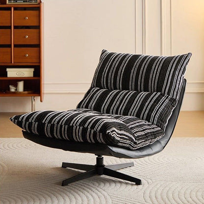 Contemporary Scandinavian Rotatable Arc-Shaped Chenille Faux Leather Carbon Steel Plush Cotton Sponge Lazy Detachable Accent Chair Backrest Armless For Living Room & Bedroom
