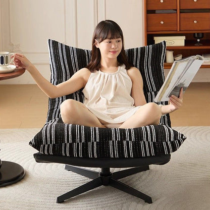 Contemporary Scandinavian Rotatable Arc-Shaped Chenille Faux Leather Carbon Steel Plush Cotton Sponge Lazy Detachable Accent Chair Backrest Armless For Living Room & Bedroom
