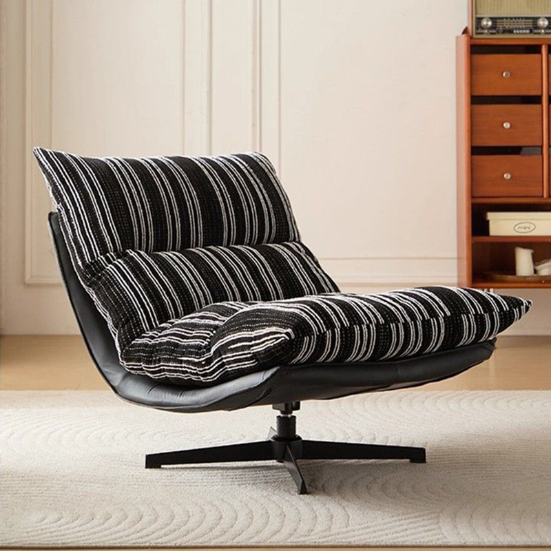 Contemporary Scandinavian Rotatable Arc-Shaped Chenille Faux Leather Carbon Steel Plush Cotton Sponge Lazy Detachable Accent Chair Backrest Armless For Living Room & Bedroom