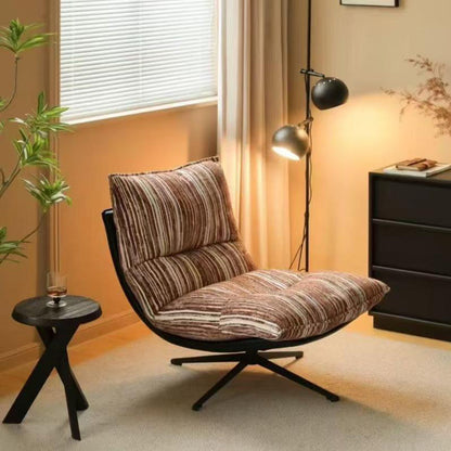 Contemporary Scandinavian Rotatable Arc-Shaped Chenille Faux Leather Carbon Steel Plush Cotton Sponge Lazy Detachable Accent Chair Backrest Armless For Living Room & Bedroom