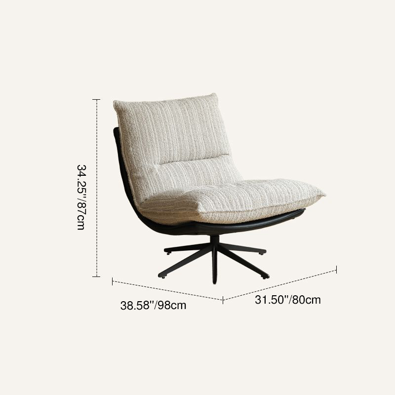 Contemporary Scandinavian Rotatable Arc-Shaped Chenille Faux Leather Carbon Steel Plush Cotton Sponge Lazy Detachable Accent Chair Backrest Armless For Living Room & Bedroom