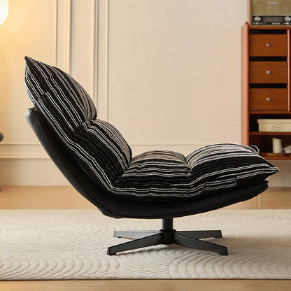 Contemporary Scandinavian Rotatable Arc-Shaped Chenille Faux Leather Carbon Steel Plush Cotton Sponge Lazy Detachable Accent Chair Backrest Armless For Living Room & Bedroom