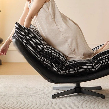 Contemporary Scandinavian Rotatable Arc-Shaped Chenille Faux Leather Carbon Steel Plush Cotton Sponge Lazy Detachable Accent Chair Backrest Armless For Living Room & Bedroom