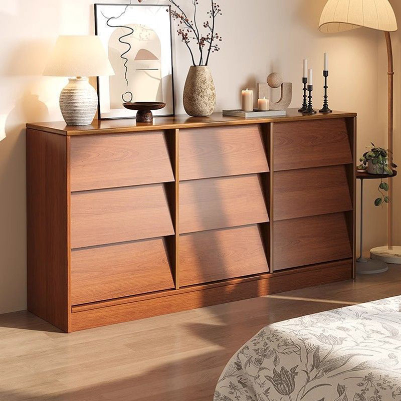 Contemporary Retro Venetian Blind Rectangular Eco-Friendly Engineered Wood MDF Carbon Steel Storage Cabinet 6/9-Drawer For Living Room & Bedroom