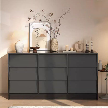 Contemporary Retro Venetian Blind Rectangular Eco-Friendly Engineered Wood MDF Carbon Steel Storage Cabinet 6/9-Drawer For Living Room & Bedroom