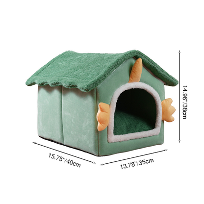 Modern Art Deco House-Shaped Flannelette Drop-Molded Fabric Detachable Cat Beds 1-Tier For Living Room