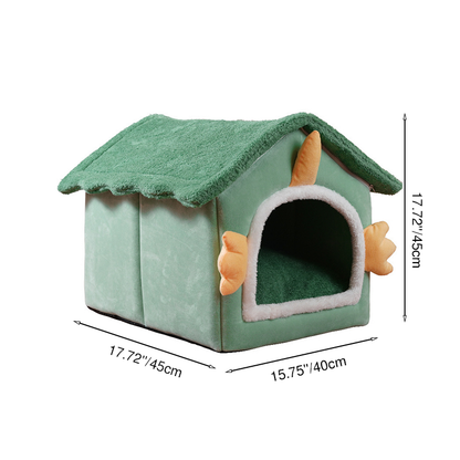 Modern Art Deco House-Shaped Flannelette Drop-Molded Fabric Detachable Cat Beds 1-Tier For Living Room