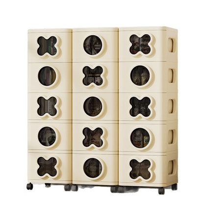 Modern Minimalist Multi-Layer Rectangular PP Movable Storage Cabinet 3/4/5-Cabinet For Living Room