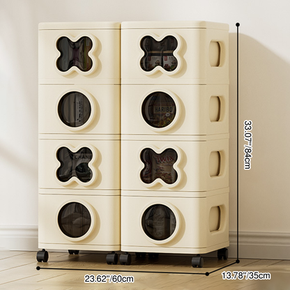 Modern Minimalist Multi-Layer Rectangular PP Movable Storage Cabinet 3/4/5-Cabinet For Living Room