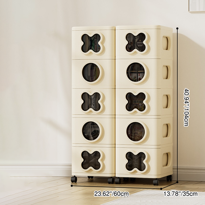 Modern Minimalist Multi-Layer Rectangular PP Movable Storage Cabinet 3/4/5-Cabinet For Living Room