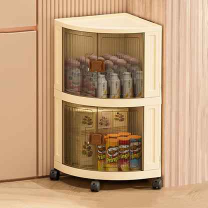 Modern Simplicity Foldable Fan-Shaped PP Movable Corner Storage Cabinet 1/2/3-Cabinet For Living Room
