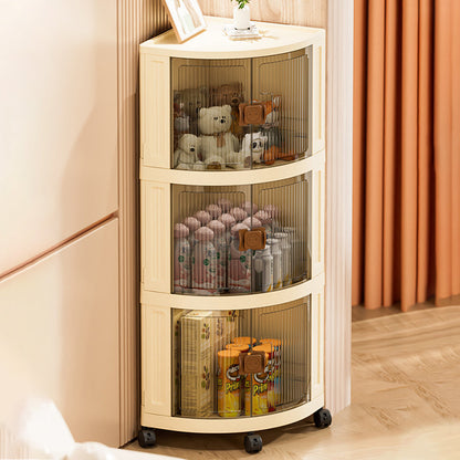 Modern Simplicity Foldable Fan-Shaped PP Movable Corner Storage Cabinet 1/2/3-Cabinet For Living Room