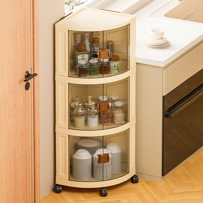 Modern Simplicity Foldable Fan-Shaped PP Movable Corner Storage Cabinet 1/2/3-Cabinet For Living Room