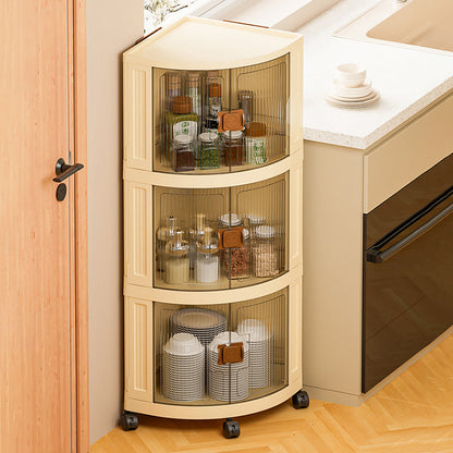 Modern Simplicity Foldable Fan-Shaped PP Movable Corner Storage Cabinet 1/2/3-Cabinet For Living Room
