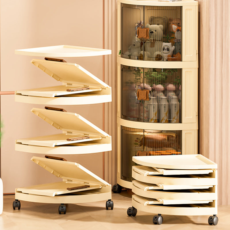 Modern Simplicity Foldable Fan-Shaped PP Movable Corner Storage Cabinet 1/2/3-Cabinet For Living Room