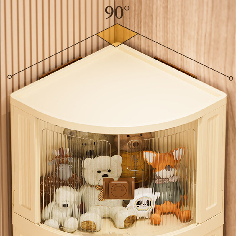 Modern Simplicity Foldable Fan-Shaped PP Movable Corner Storage Cabinet 1/2/3-Cabinet For Living Room