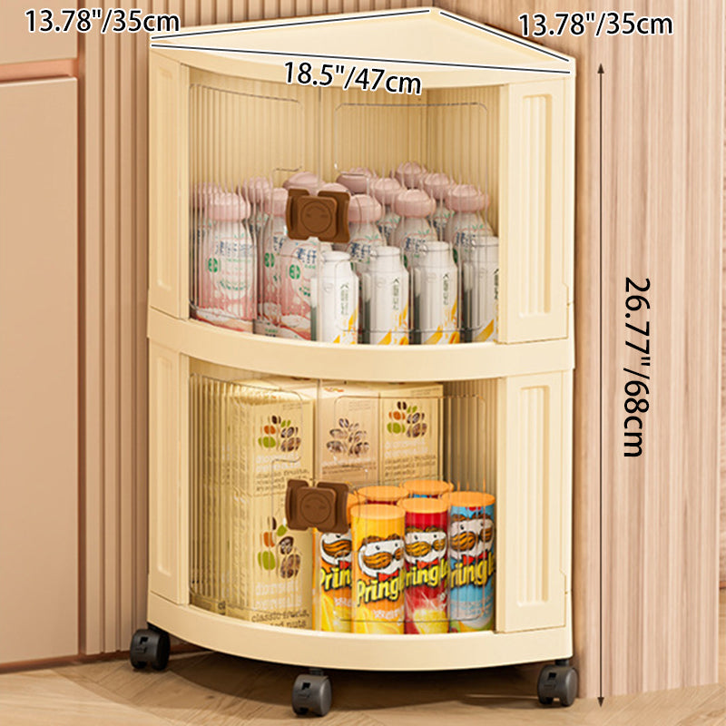 Modern Simplicity Foldable Fan-Shaped PP Movable Corner Storage Cabinet 1/2/3-Cabinet For Living Room