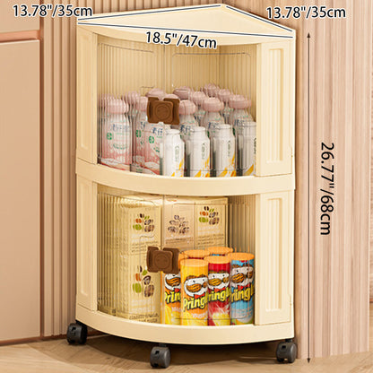 Modern Simplicity Foldable Fan-Shaped PP Movable Corner Storage Cabinet 1/2/3-Cabinet For Living Room
