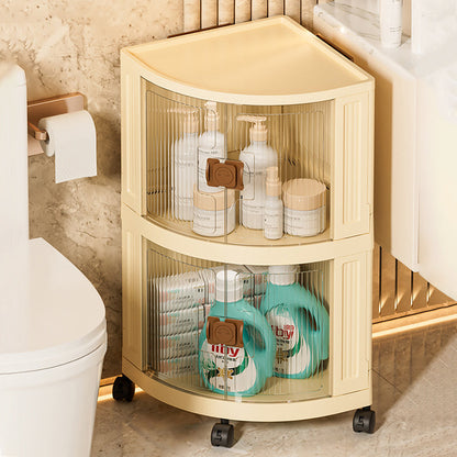 Modern Simplicity Foldable Fan-Shaped PP Movable Corner Storage Cabinet 1/2/3-Cabinet For Living Room
