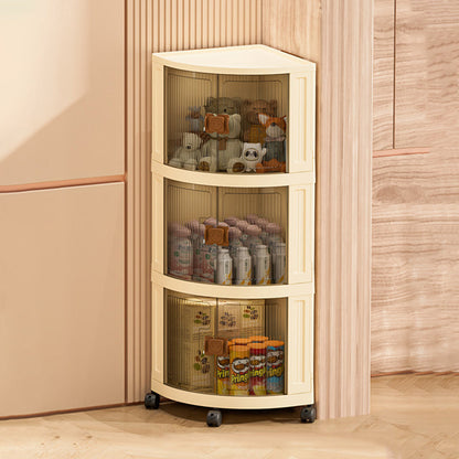 Modern Simplicity Foldable Fan-Shaped PP Movable Corner Storage Cabinet 1/2/3-Cabinet For Living Room