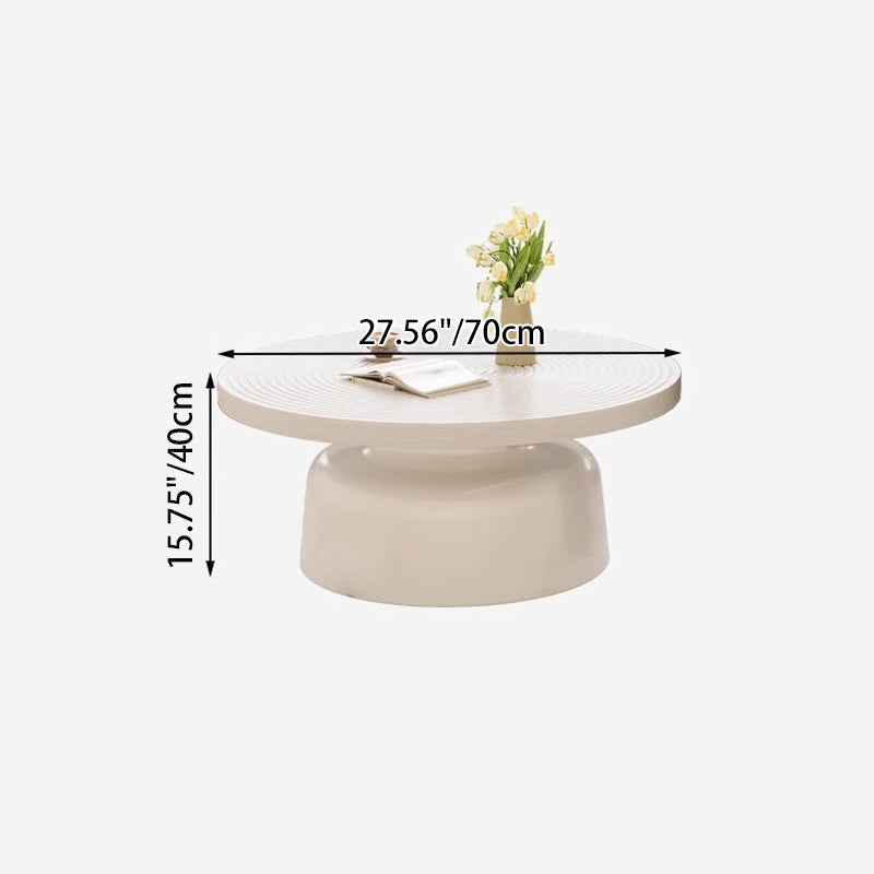Contemporary Nordic Vortex Pattern Round MDF Carbon Steel Coffee Table Set 1-Tier For Living Room