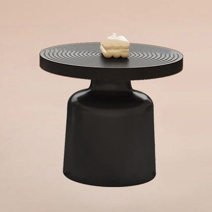 Contemporary Nordic Vortex Pattern Round MDF Carbon Steel Coffee Table Set 1-Tier For Living Room