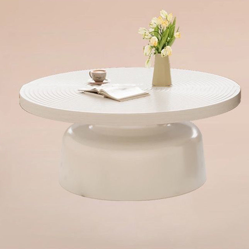 Contemporary Nordic Vortex Pattern Round MDF Carbon Steel Coffee Table Set 1-Tier For Living Room