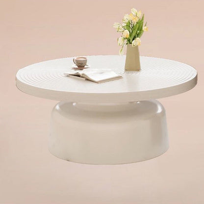 Contemporary Nordic Vortex Pattern Round MDF Carbon Steel Coffee Table Set 1-Tier For Living Room
