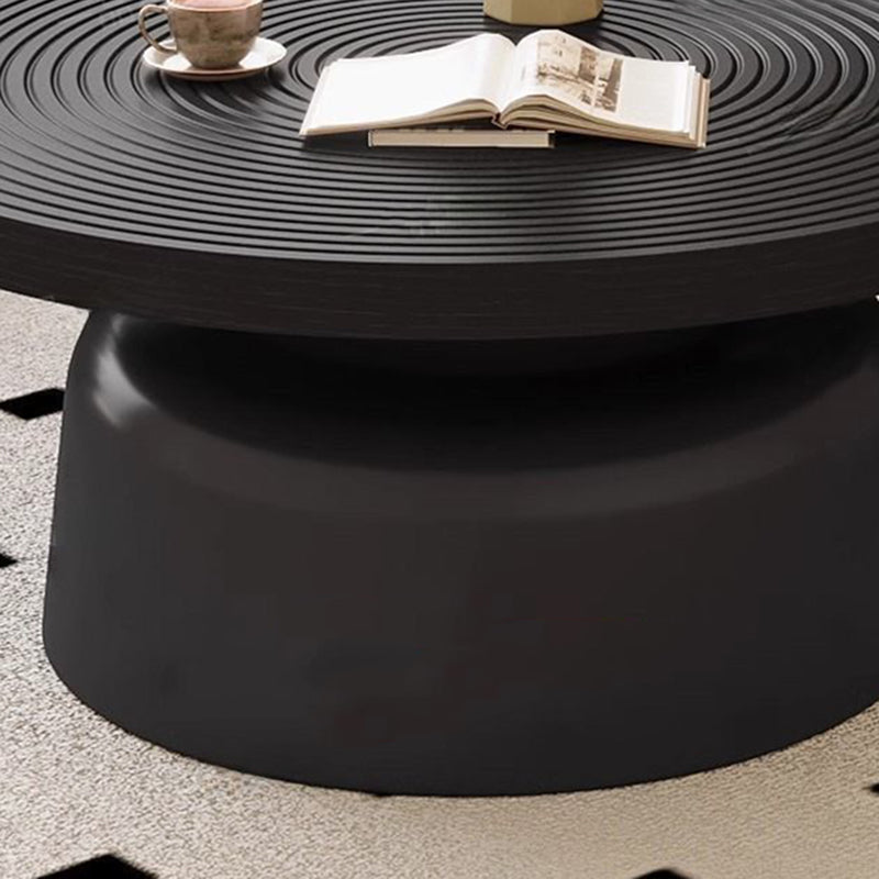 Contemporary Nordic Vortex Pattern Round MDF Carbon Steel Coffee Table Set 1-Tier For Living Room