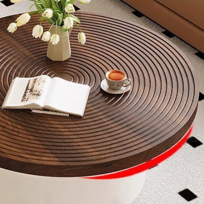 Contemporary Nordic Vortex Pattern Round MDF Carbon Steel Coffee Table Set 1-Tier For Living Room