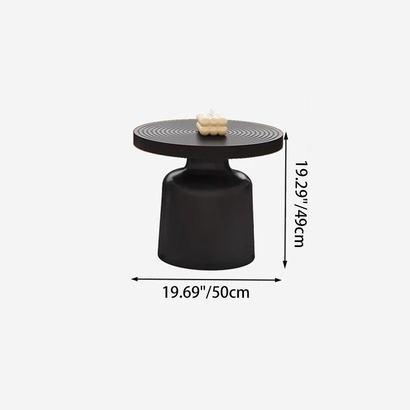 Contemporary Nordic Vortex Pattern Round MDF Carbon Steel Coffee Table Set 1-Tier For Living Room