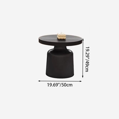 Contemporary Nordic Vortex Pattern Round MDF Carbon Steel Coffee Table Set 1-Tier For Living Room