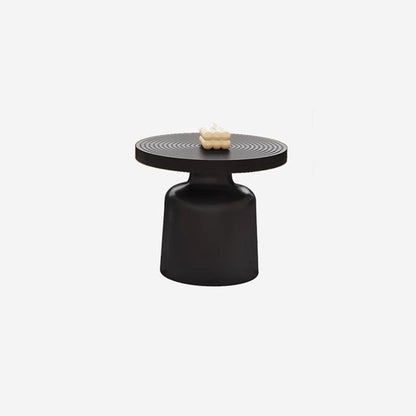 Contemporary Nordic Vortex Pattern Round MDF Carbon Steel Coffee Table Set 1-Tier For Living Room