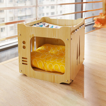 Modern Art Deco Sturdy Square MDF Integrated Cat Beds 1-Cabinet For Living Room
