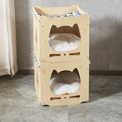 Modern Art Deco Sturdy Square MDF Integrated Cat Beds 1-Cabinet For Living Room