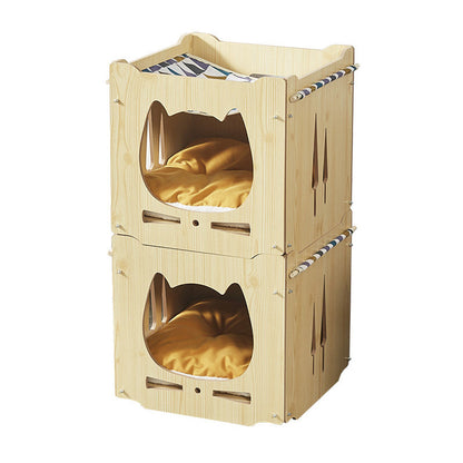 Modern Art Deco Sturdy Square MDF Integrated Cat Beds 1-Cabinet For Living Room
