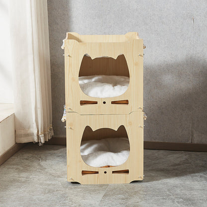 Modern Art Deco Sturdy Square MDF Integrated Cat Beds 1-Cabinet For Living Room
