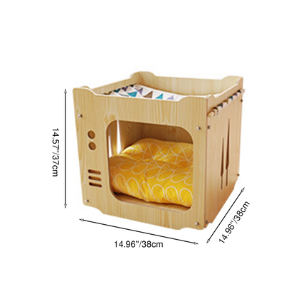 Modern Art Deco Sturdy Square MDF Integrated Cat Beds 1-Cabinet For Living Room
