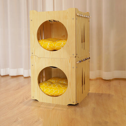 Modern Art Deco Sturdy Square MDF Integrated Cat Beds 1-Cabinet For Living Room
